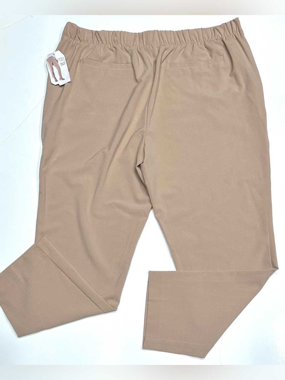NEW, Time & Tru Tapered Regular Flat Front Tan Ankle Pants Women's 16/18 X-Large - Picture 4 of 13